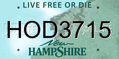 HOD3715 New Hampshire License Plate