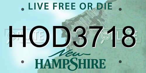 HOD3718 New Hampshire License Plate