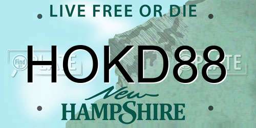 HOKD88 New Hampshire License Plate