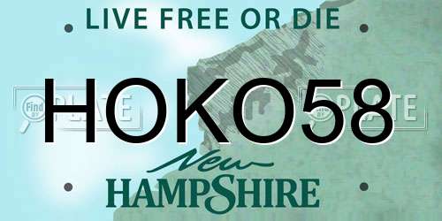 HOKO58 New Hampshire License Plate
