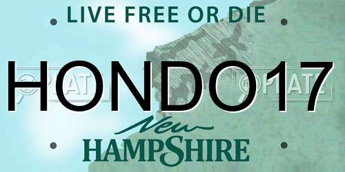 HONDO17 New Hampshire License Plate