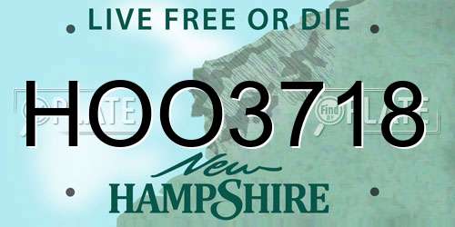 HOO3718 New Hampshire License Plate