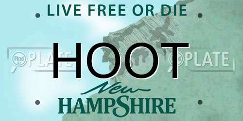 HOOT New Hampshire License Plate