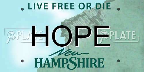 HOPE New Hampshire License Plate