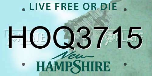 HOQ3715 New Hampshire License Plate
