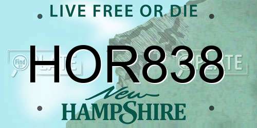 HOR838 New Hampshire License Plate