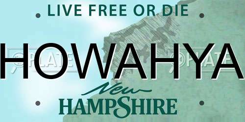 HOWAHYA New Hampshire License Plate