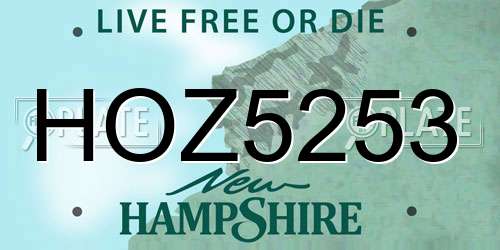 HOZ5253 New Hampshire License Plate