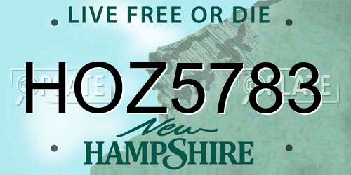 HOZ5783 New Hampshire License Plate