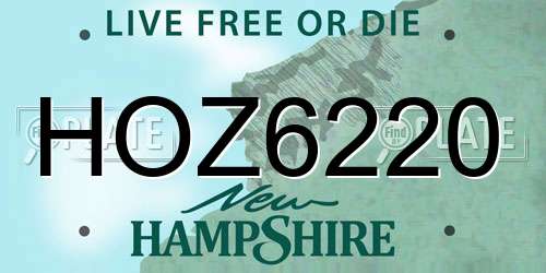 HOZ6220 New Hampshire License Plate
