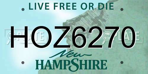HOZ6270 New Hampshire License Plate