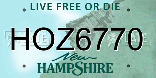 HOZ6770 New Hampshire License Plate