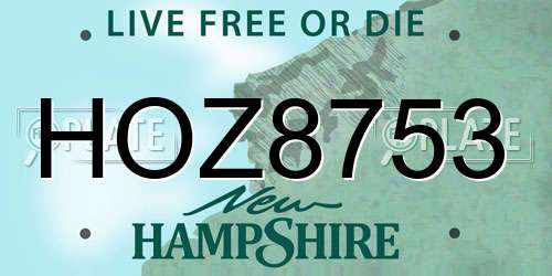 HOZ8753 New Hampshire License Plate