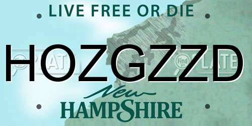HOZGZZD New Hampshire License Plate