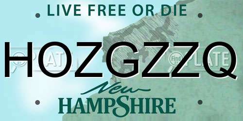HOZGZZQ New Hampshire License Plate