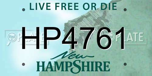 HP4761 New Hampshire License Plate