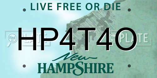HP4T4O New Hampshire License Plate
