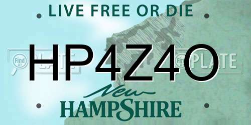 HP4Z4O New Hampshire License Plate