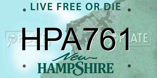 HPA761 New Hampshire License Plate
