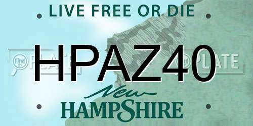 HPAZ40 New Hampshire License Plate
