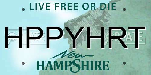 HPPYHRT New Hampshire License Plate