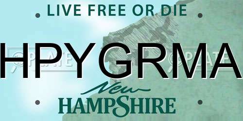HPYGRMA New Hampshire License Plate