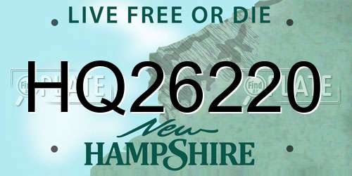 HQ26220 New Hampshire License Plate