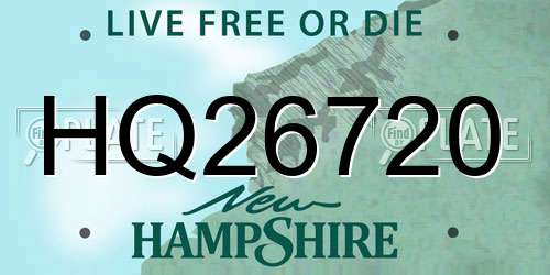 HQ26720 New Hampshire License Plate