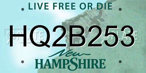HQ2B253 New Hampshire License Plate