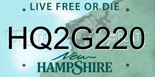 HQ2G220 New Hampshire License Plate