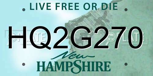 HQ2G270 New Hampshire License Plate