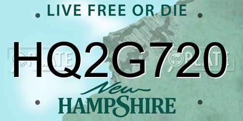 HQ2G720 New Hampshire License Plate