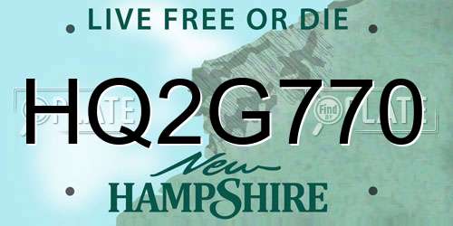 HQ2G770 New Hampshire License Plate