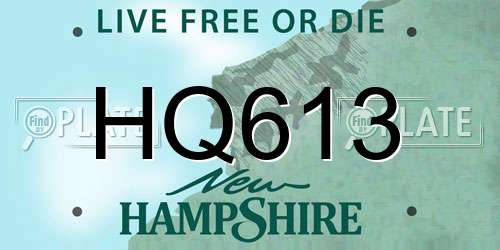 HQ613 New Hampshire License Plate