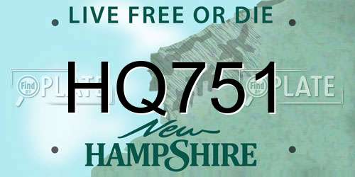 HQ751 New Hampshire License Plate