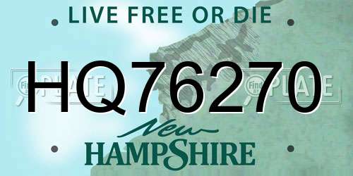 HQ76270 New Hampshire License Plate
