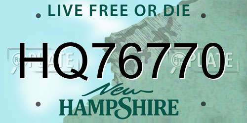 HQ76770 New Hampshire License Plate