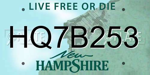 HQ7B253 New Hampshire License Plate