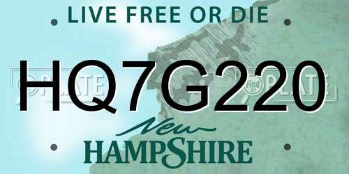 HQ7G220 New Hampshire License Plate