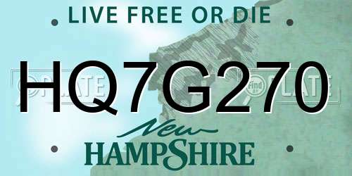 HQ7G270 New Hampshire License Plate
