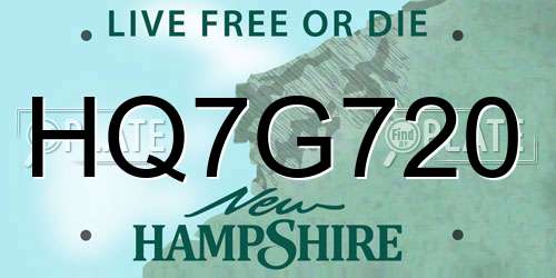 HQ7G720 New Hampshire License Plate