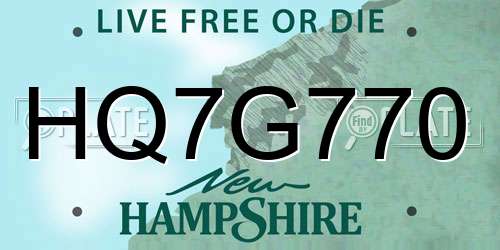 HQ7G770 New Hampshire License Plate