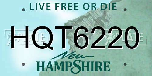 HQT6220 New Hampshire License Plate