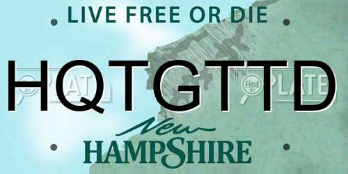 HQTGTTD New Hampshire License Plate