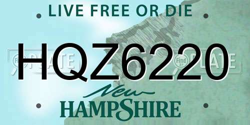 HQZ6220 New Hampshire License Plate