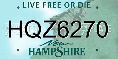 HQZ6270 New Hampshire License Plate