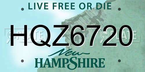 HQZ6720 New Hampshire License Plate