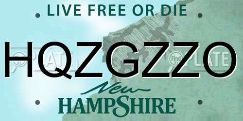 HQZGZZO New Hampshire License Plate
