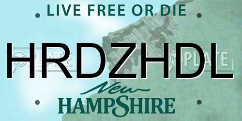 HRDZHDL New Hampshire License Plate