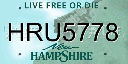 HRU5778 New Hampshire License Plate